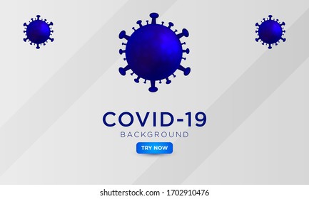 realistic covid-19 background concept, biology virus corona with blue color, white background layout.
