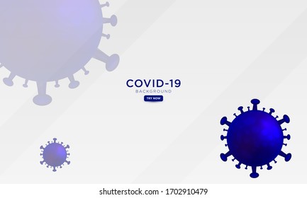 realistic covid-19 background concept, biology virus corona with blue color, white background layout.