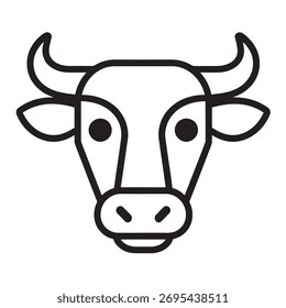 Diseño realista de la Ilustración vectorial de la cabeza de vaca