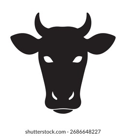 Silueta de Vector de cabeza de vaca realista Minimalista .