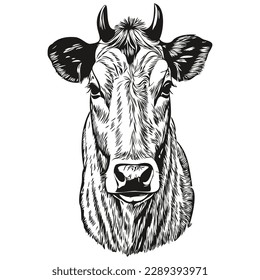 Realistic cow vector, hand drawn animal illustration calf
