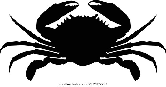 realistic crab on white background. silhouette of brown crab. crab sign. flat style.