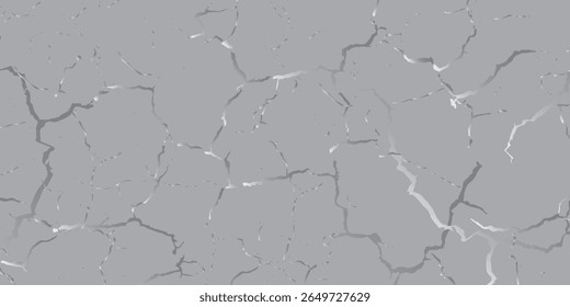 Realistic cracked earth texture in grayscale. This dry soil background is perfect for environmental, drought, climate change, and natural disaster design themes