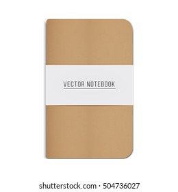 Realistic Craft diary, Notebook with Paper Tape. Vector, EPS10