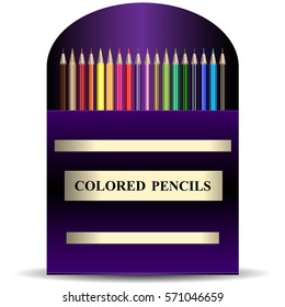 Realistic Crayons in Creative Paper Box Isolated on White Background. 3D Vector Illustration