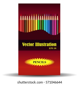 Realistic Crayons in Paper Box Isolated on White Background with Shadow. 3D Vector Illustration