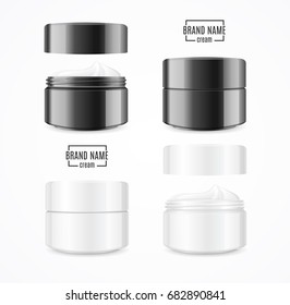 Realistic Cream Can Cosmetic Product Moisturizer or Collagen Element Black and White. Vector illustration