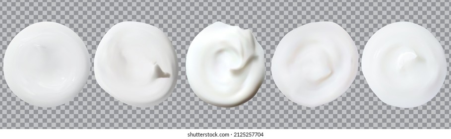 Realistic Cream Set TOP view.  cosmetic white cream for skin Isolated On transparent Background