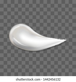 Realistic cream smears. Cosmetic white cream texture. Realistic skin cosmetic cream, gel or foam drop isolated. White cream element mockup. Realistic cosmetic concealer brush stroke isolated. 