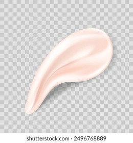 Realistic Cream Swatch Cosmetic texture. 3d vector on a isolated background. Soft Skin creamy stroke swatch, fluid facial milk drop, brush splash element.
