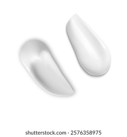 Realistic cream texture smear vector mockup. Skin care beauty product creamy stroke illustration. Smooth foundation concealer smudge. Facial makeup swatch, treatment moisturizer