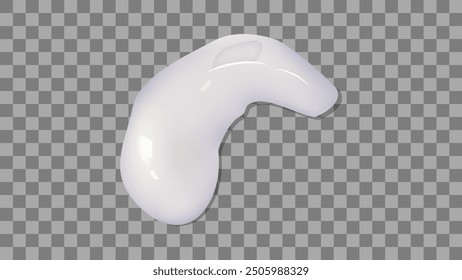 Realistic cream texture. Smears of cream samples. Elongated shape. Isolated white samples transparent background. Skin care cream cosmetic lotion. Vector illustration.