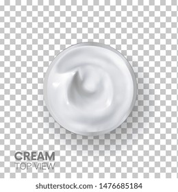 Realistic Cream TOP view.  special 3d effects. cosmetic white cream for skin Isolated On transparent  Background.texture.Vector Illustration