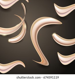 Realistic cream vector splashes on dark background