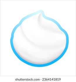 Realistic creamy foam mockup.  Vector illustration isolated on white background with contrasting colored contour.  Ready for use in your design. EPS10.