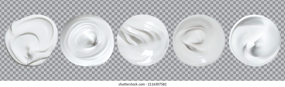 Forma de giro cremosa realista aislada en un fondo transparente. Musa blanca o gotas espumosas de gel de leche. formas de textura vectorial del producto del cuerpo de belleza