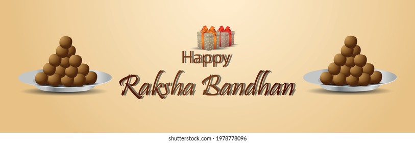 Realistic creative gifts and sweet for happy raksha bandhan background