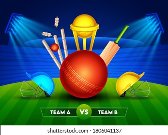 Realistic Golden Trophies Bat Ball Stumps Stock Vector (Royalty Free ...