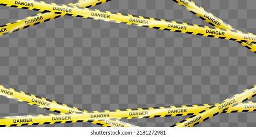 Realistic crossing caution tape of warning signs for construction area or crime scene. Template banner with Danger tape. Police line and do not cross ribbon. Warning danger tape. Ribbons for accident