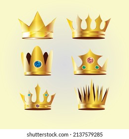 realistic crowns with variety design set vector