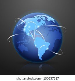 Realistic Crystal Globe with Network Lines