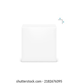 Realistic cube cardboard box mockup. Perspective view. Vector illustration isolated on white background. Can be use for food, medicine, cosmetic and etc. Ready for your design. EPS10.	