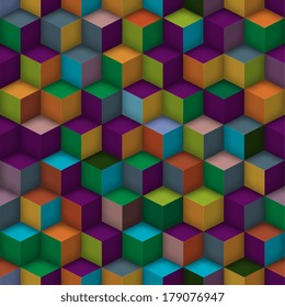 Realistic Cube Geometric Seamless Pattern. Background. Illustrate