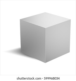 realistic cube with shadow on white background vector illustration