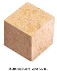 Vista superior del cubo realista. Soporte cuadrado de madera 