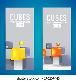 realistic cubes banners. vector illustration