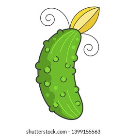 Realistic cucumber isolated on white background. Vector illustration