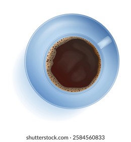 Realistic cup of black coffee. Vector illustration. Sketch for creativity.
