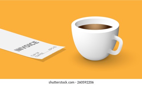 realistic cup of coffee with a check
