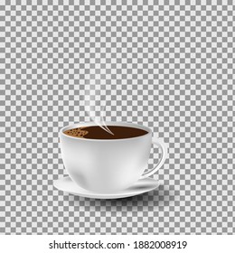 Realistic a cup of coffee with smokeisolated