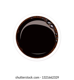 Realistic cup of coffee from a top view. Vector image.