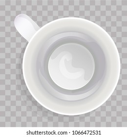 Realistic cup from top isolated vector illustration