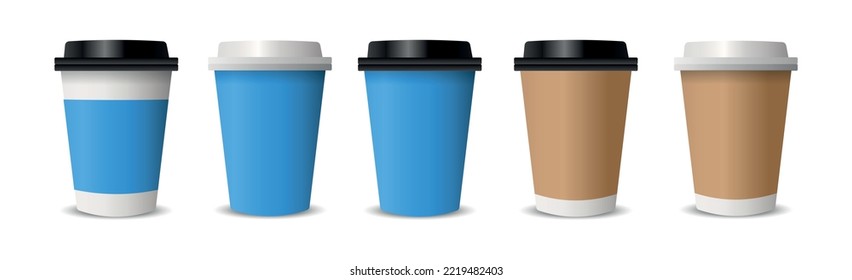 Realistic cups for coffee and tea on a white background - Vector illustration