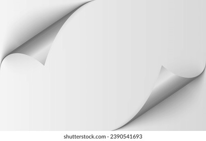 Realistic curls of the corners of a paper page on a transparent background with shadow, curled corners of a sheet of paper. The edges of vector stickers are bent. Corners of paper pages.