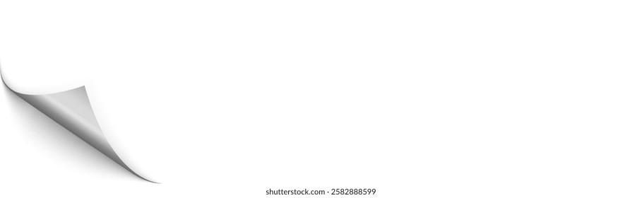 Realistic curls of the corners of a paper page on a transparent background with shadow, curled corners of a sheet of paper. The white edges of the vector stickers are curved. Corners of paper skroll