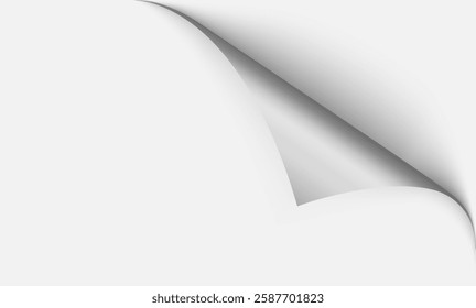 Realistic curls of the corners of a paper page on a transparent background with shadow, curled corners of a sheet of paper. The white edges of the vector stickers are curved. Corners of paper skroll