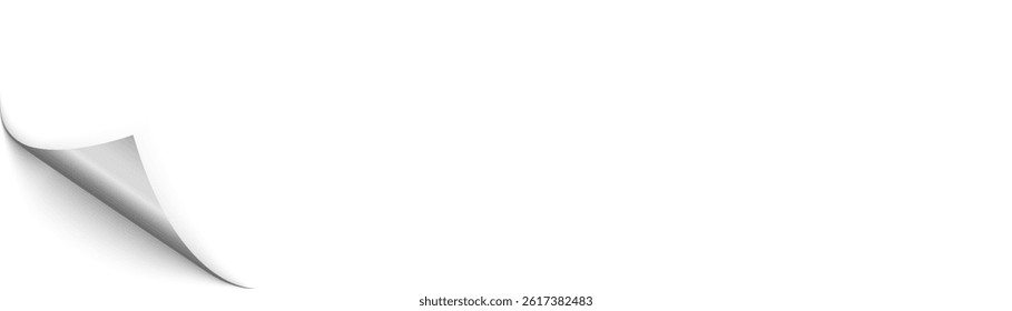 Realistic curls of the corners of a paper page on a transparent background with shadow, curled corners of a sheet of paper. The white edges of the vector stickers are curved. Corners of paper skroll