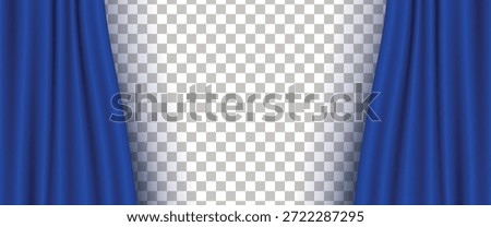 realistic curtain background template with blue color vector design