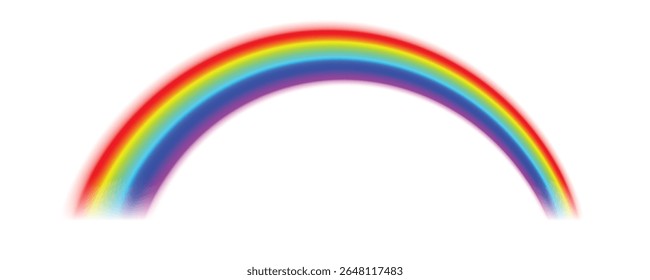 Realistic curve rainbow spectrum abstract element illustration with transparent bright wave red blue yellow green orange color in sky isolated background showing fantasy magic light effect