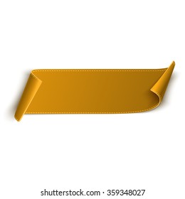 Realistic curved, orange banner or scroll, isolated on white background. Vector illustration
