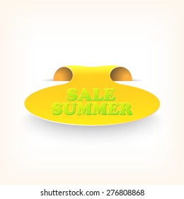 Realistic curved ribbon icon sale summer. Vector illustration.