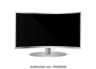 Realistic curved TV monitor isolated. Vector illustration