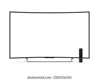 Realistic curved tv screen. Smart tv mockup. Blank television template. Vector illustration.