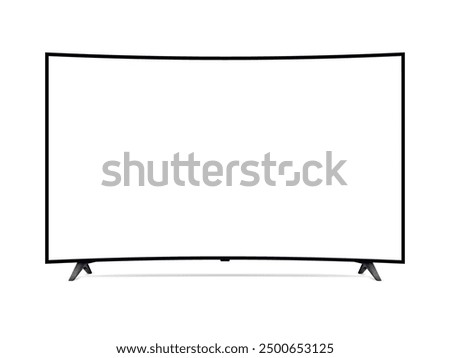 Realistic curved tv screen. Smart tv mockup.