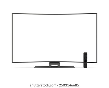 Realistic curved tv with white screen. Smart tv mockup.