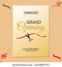 Realistic cut ribbon grand opening background